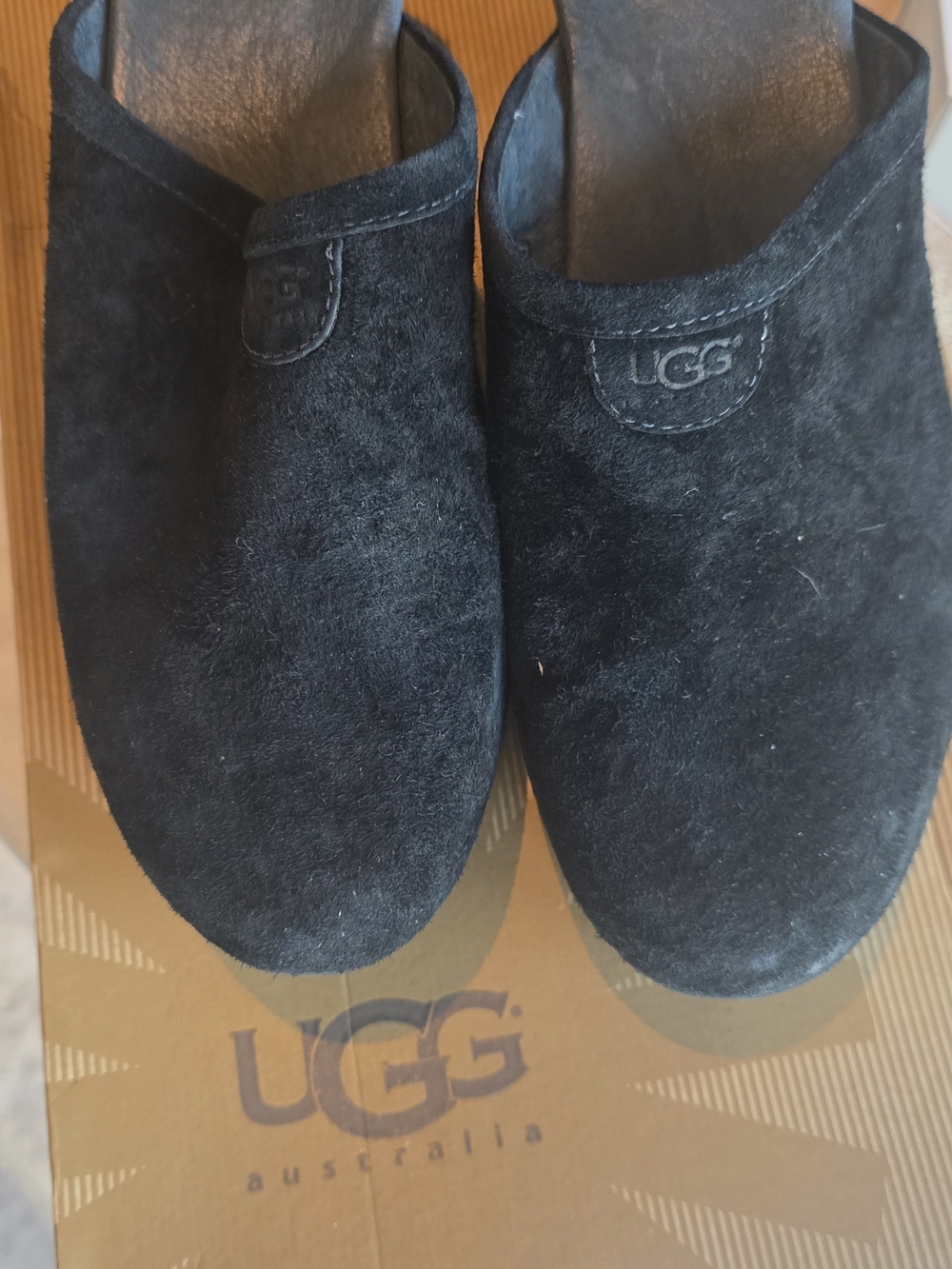 UGG Abbie Black Suede Slip-On Clog Women Size 8 New